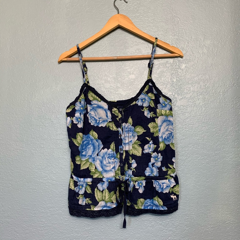 Abercrombie Fitch Blue Floral Tank Top